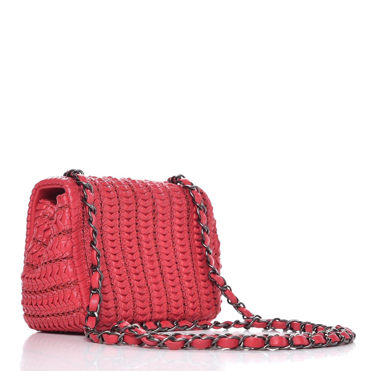 Chanel Lambskin Crochet Embroidered Small Flap Red 3 of 9