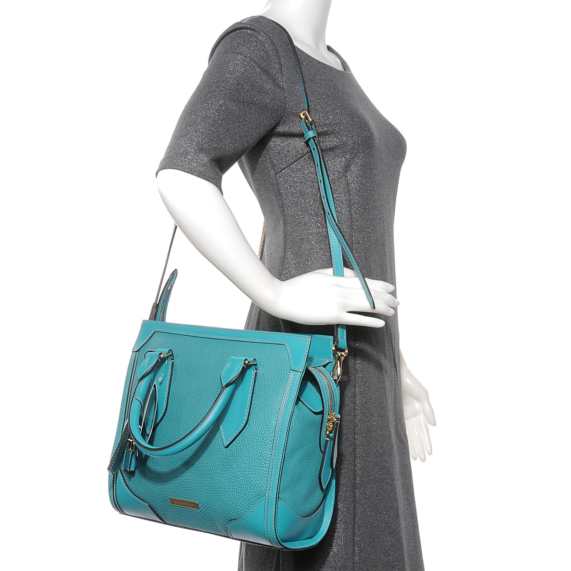 Burberry Pebbled Calfskin Small Honeywood Tote Kingfisher 2 of 9