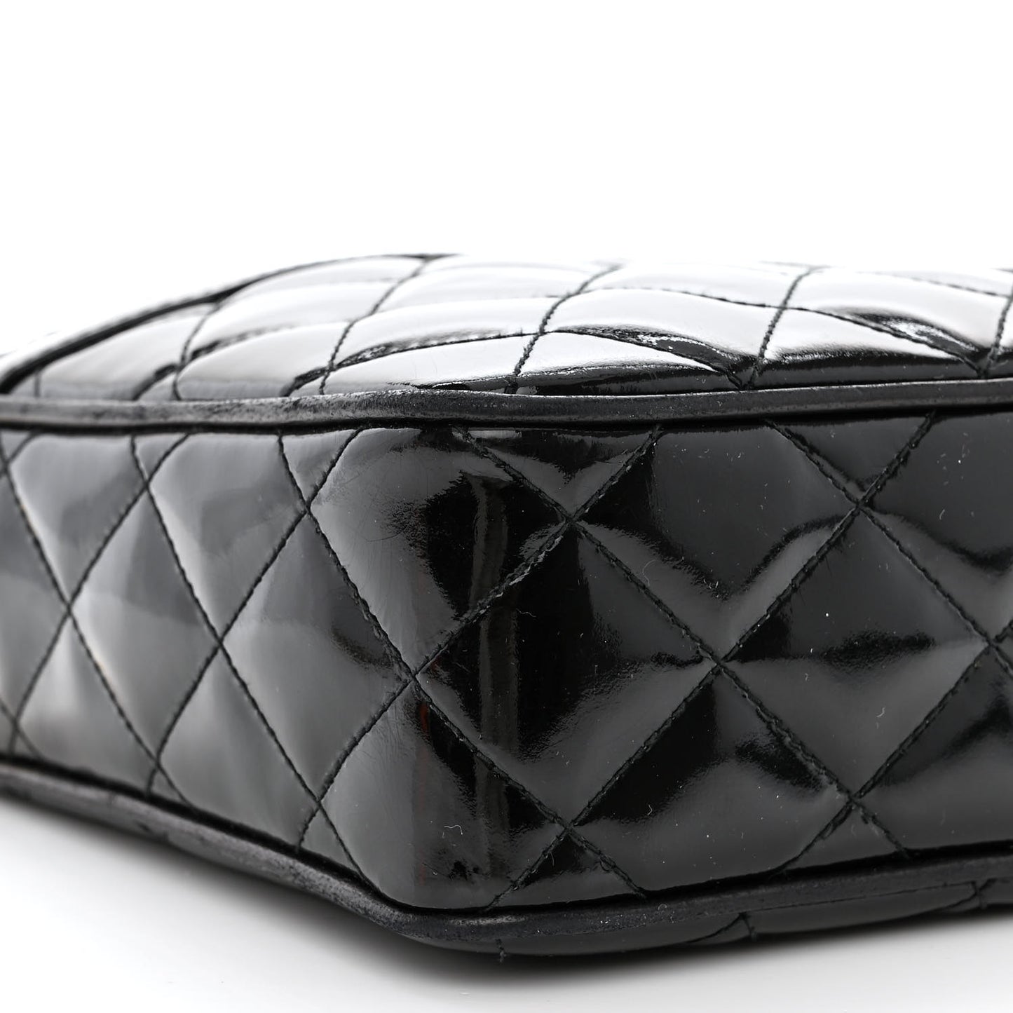 Patent Quilted Tassel Camera Case Black