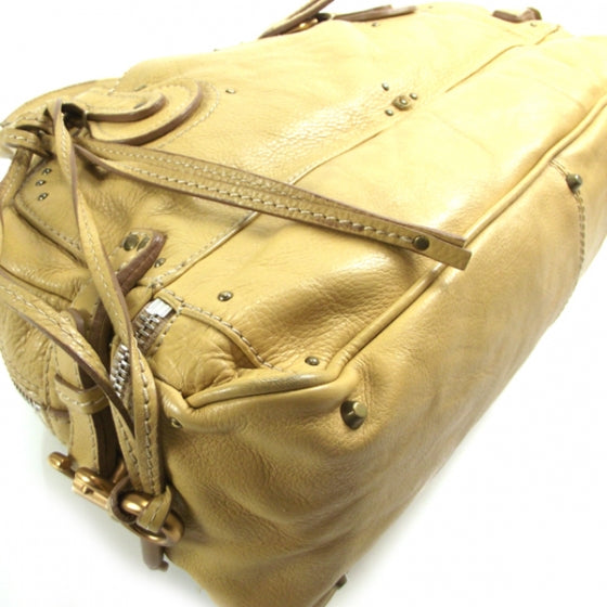 Leather Paddington Double Zipped Bowler Yellow