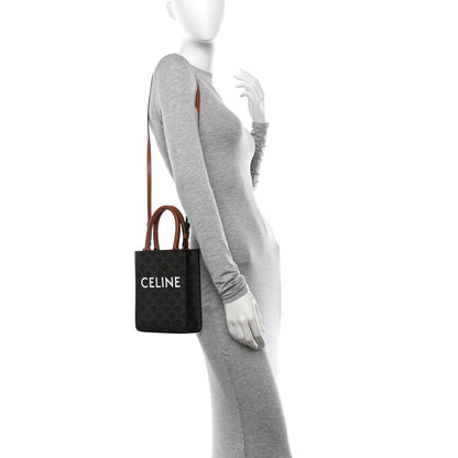 Celine Triomphe Canvas Calfskin Mini Vertical Cabas Tan 2 of 8
