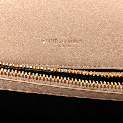 Saint Laurent Sheepskin Matelasse Chevron Monogram Medium College Bag Dark Beige 6 of 9
