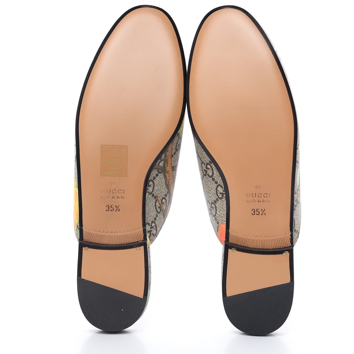 GG Supreme Monogram Tian Womens Princetown Slippers 35.5 Beige Ebony Multicolor