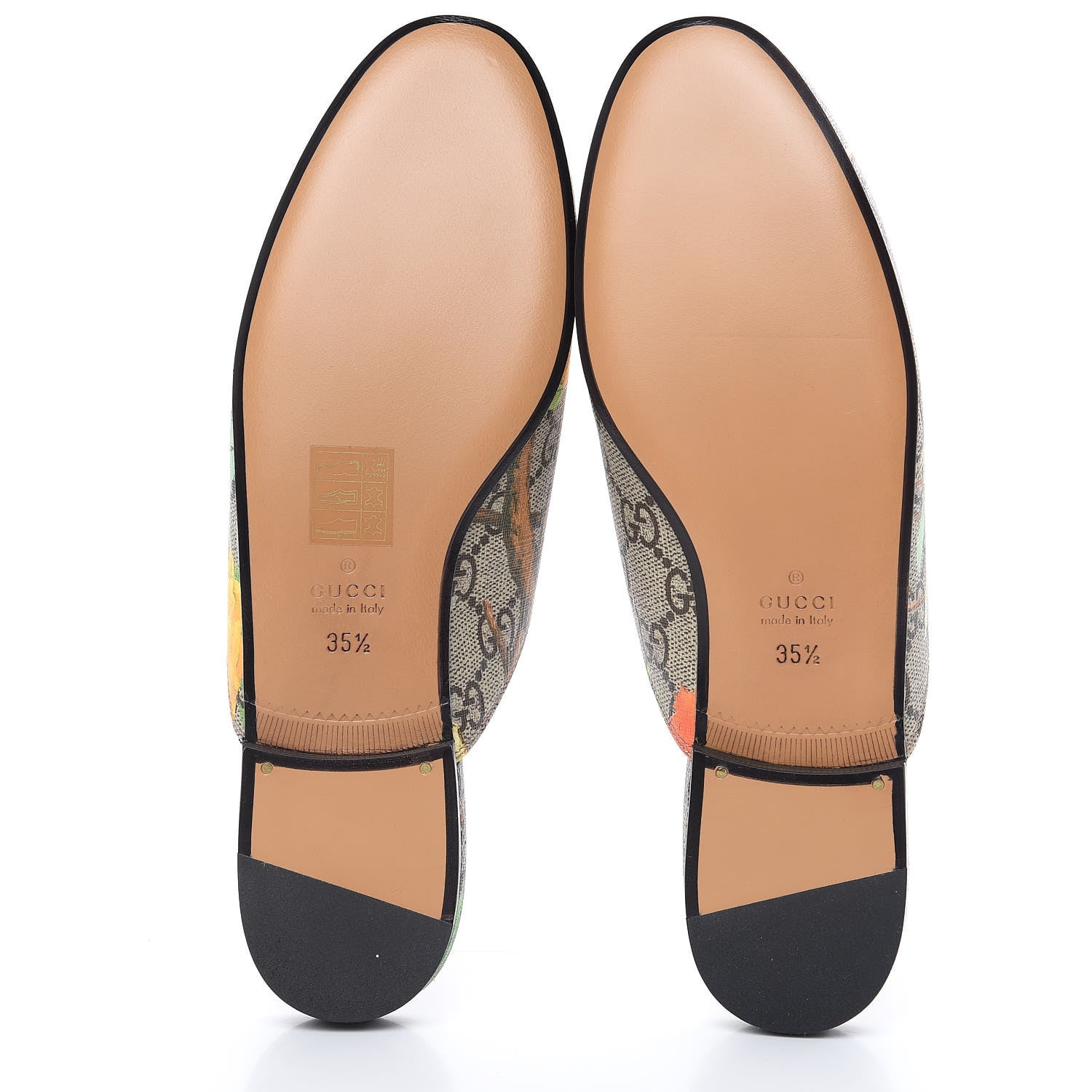 Gucci GG Supreme Monogram Tian Womens Princetown Slippers 35.5 Beige Ebony Multicolor 5 of 9
