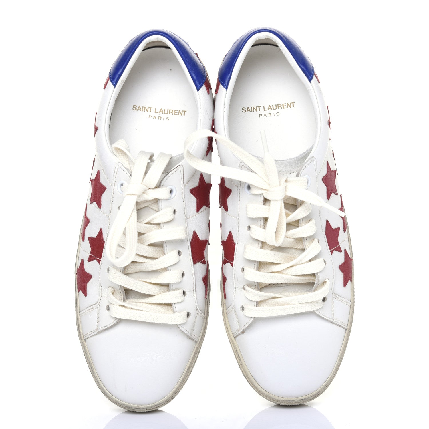 Saint Laurent Calfskin Star Court Sneakers 38.5 White Red 5 of 15