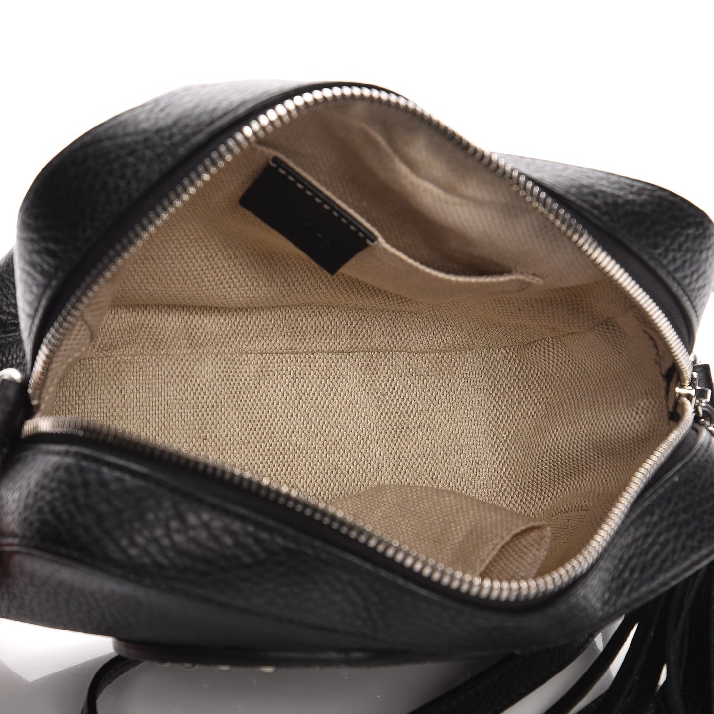 Pebbled Calfskin Studded Small Soho Disco Bag Black
