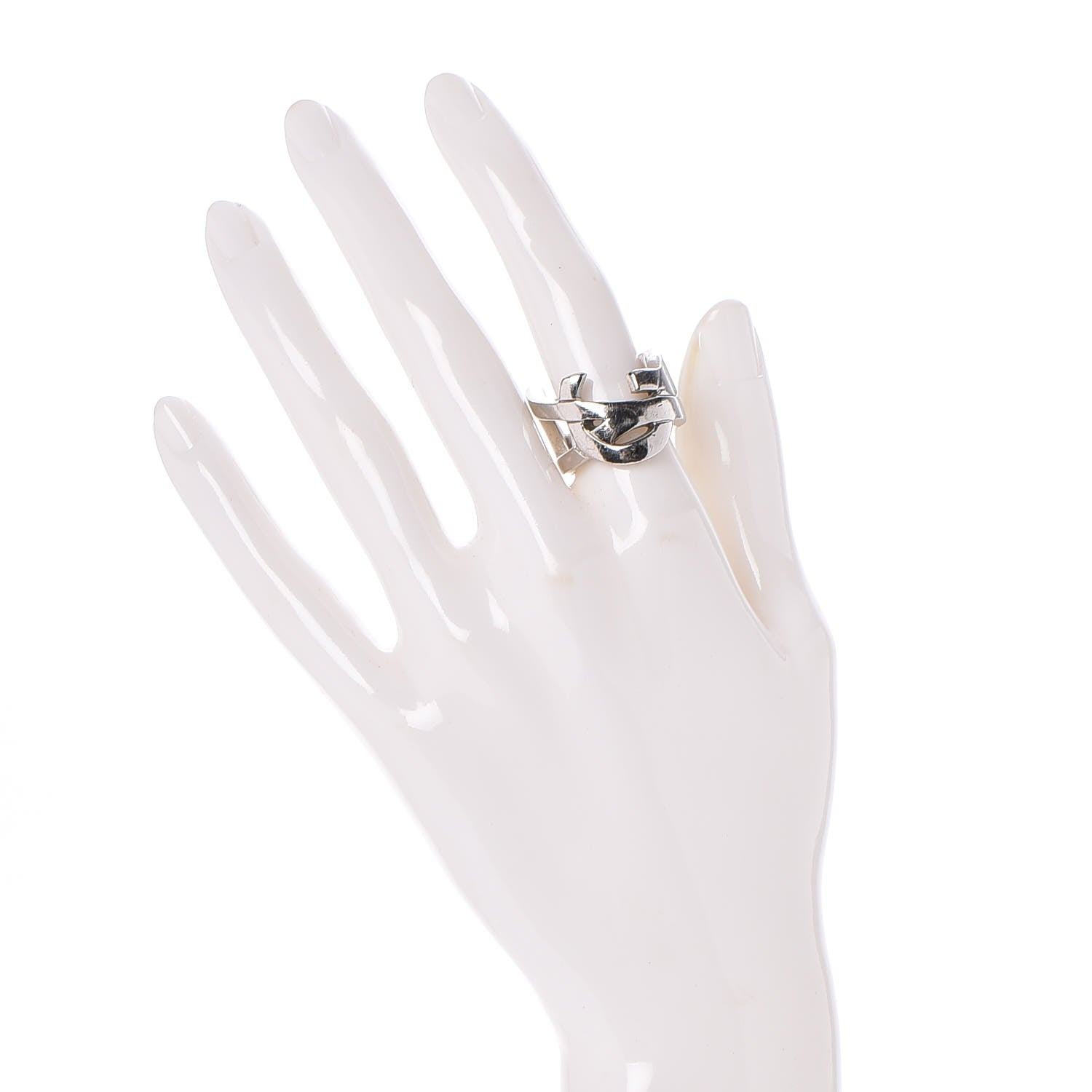 Saint Laurent Palladium Monogram Cassandre Ring 7 Silver 2 of 5