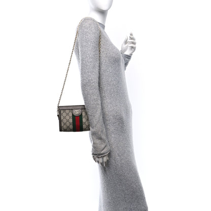 Gucci GG Supreme Monogram Textured Dollar Calfskin Web Mini Ophidia Chain Shoulder Bag Beige Ebony New Acero 2 of 10