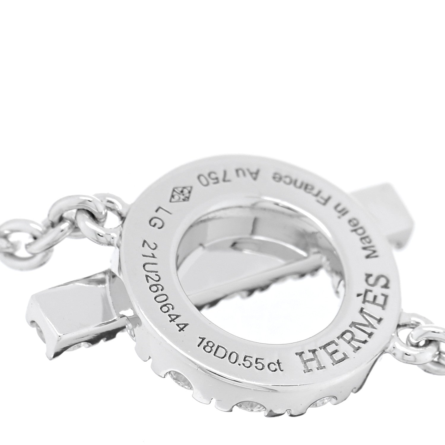 Hermes 18K White Gold Diamond Finesse Bracelet LG 3 of 4