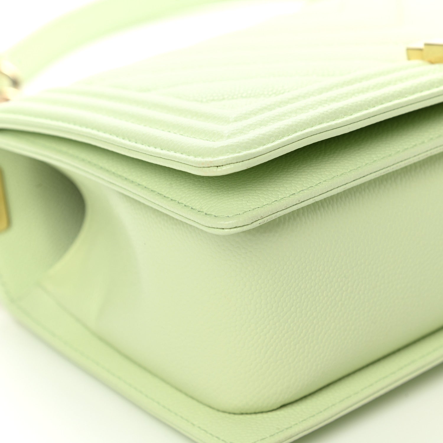 Chanel Caviar Chevron Quilted Medium Boy Flap Light Green 9 of 13