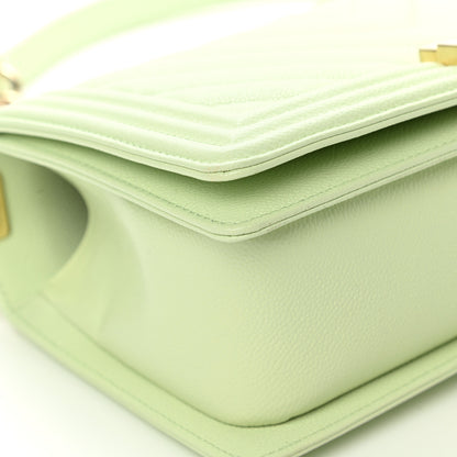Chanel Caviar Chevron Quilted Medium Boy Flap Light Green 9 of 13