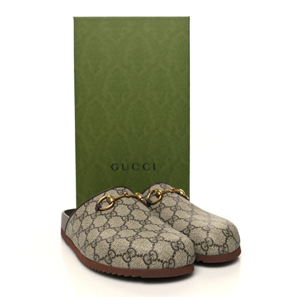 Gucci GG Supreme Monogram Miro Soft Calfskin Womens Horsebit Slippers 38.5 Beige Ebony New Acero 9 of 9
