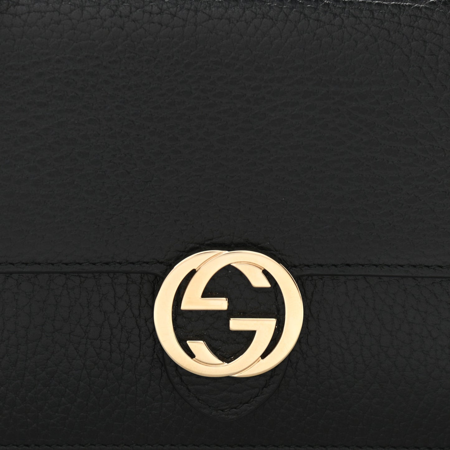 Dollar Calfskin Interlocking G Chain Wallet Black