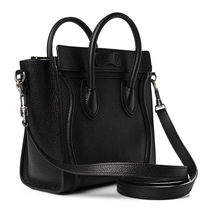 Celine Drummed Calfskin Nano Luggage Black 3 of 11