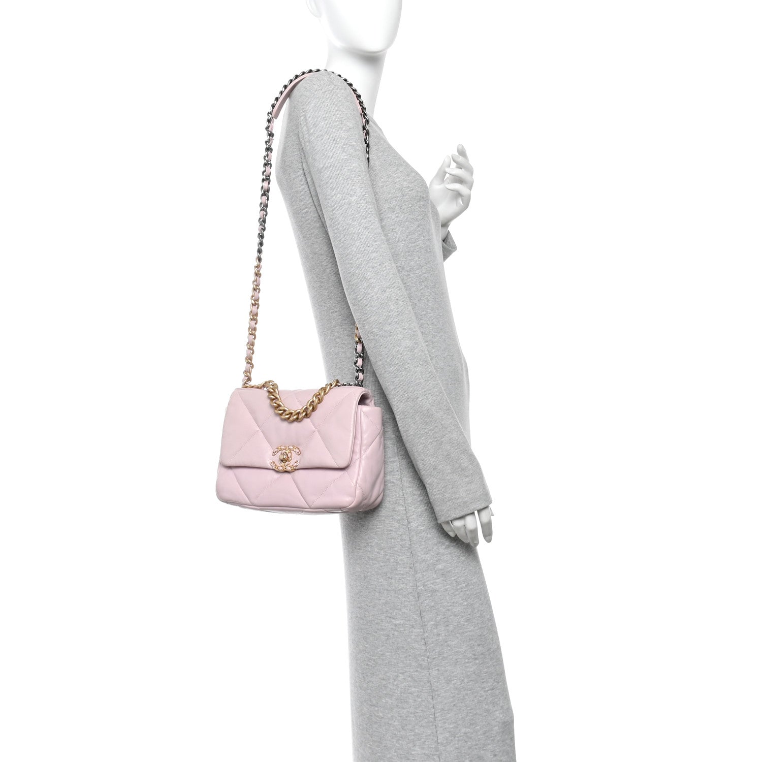 Chanel Lambskin Quilted Medium Chanel 19 Flap Light Pink 2 of 10