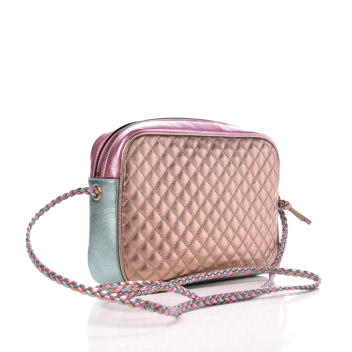 Laminated Nappa Trapuntata Small Zumi Shoulder Bag Rosa Lago Rame