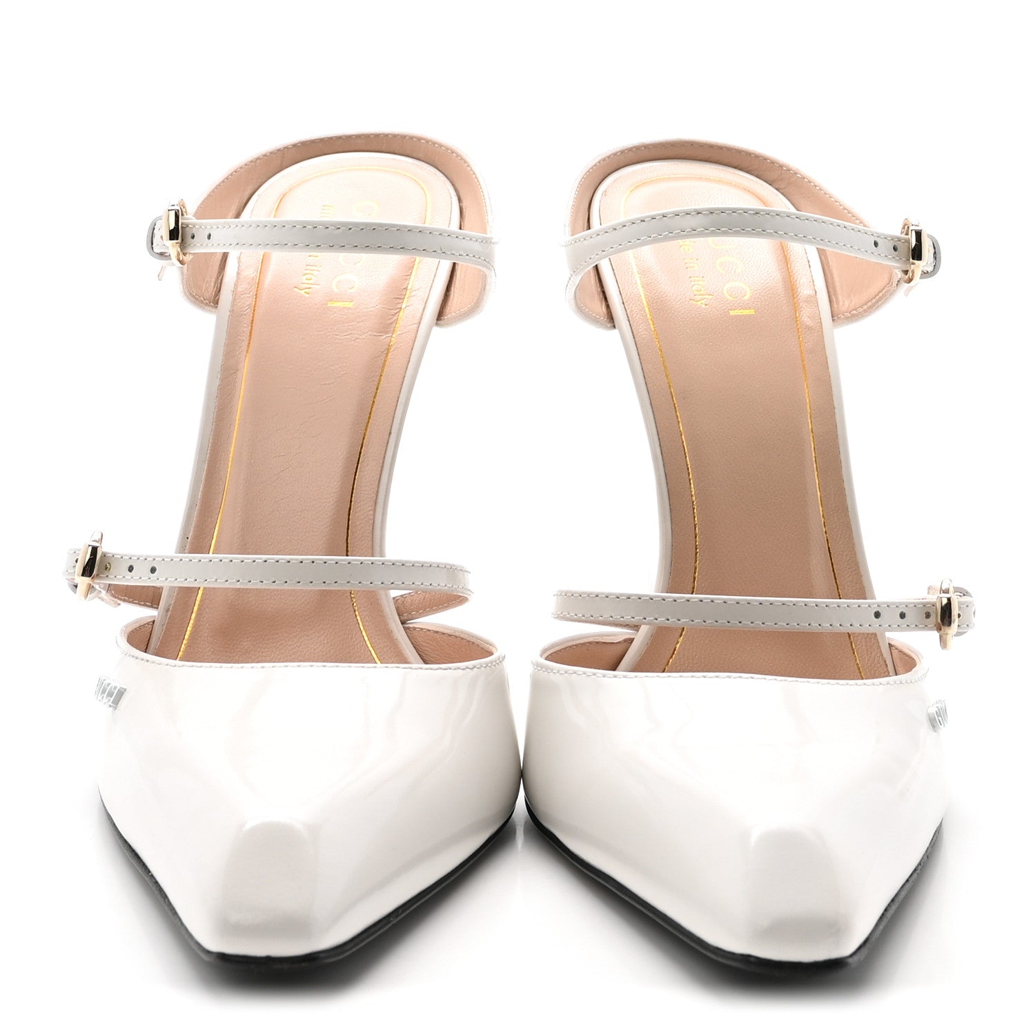Gucci Regent Calfskin Wedge Mules 37 White 3 of 9