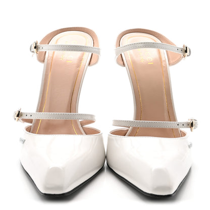 Gucci Regent Calfskin Wedge Mules 37 White 3 of 9