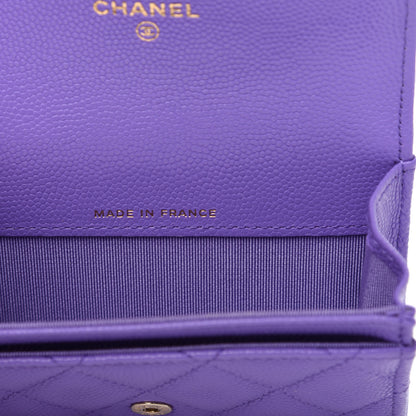 Chanel Caviar Quilted Flap Card Holder Wallet Purple 7 of 9
