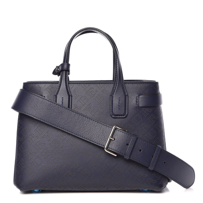 Burberry Derby Calfskin Perforated Small Banner Tote Regency Blue 1 of 12