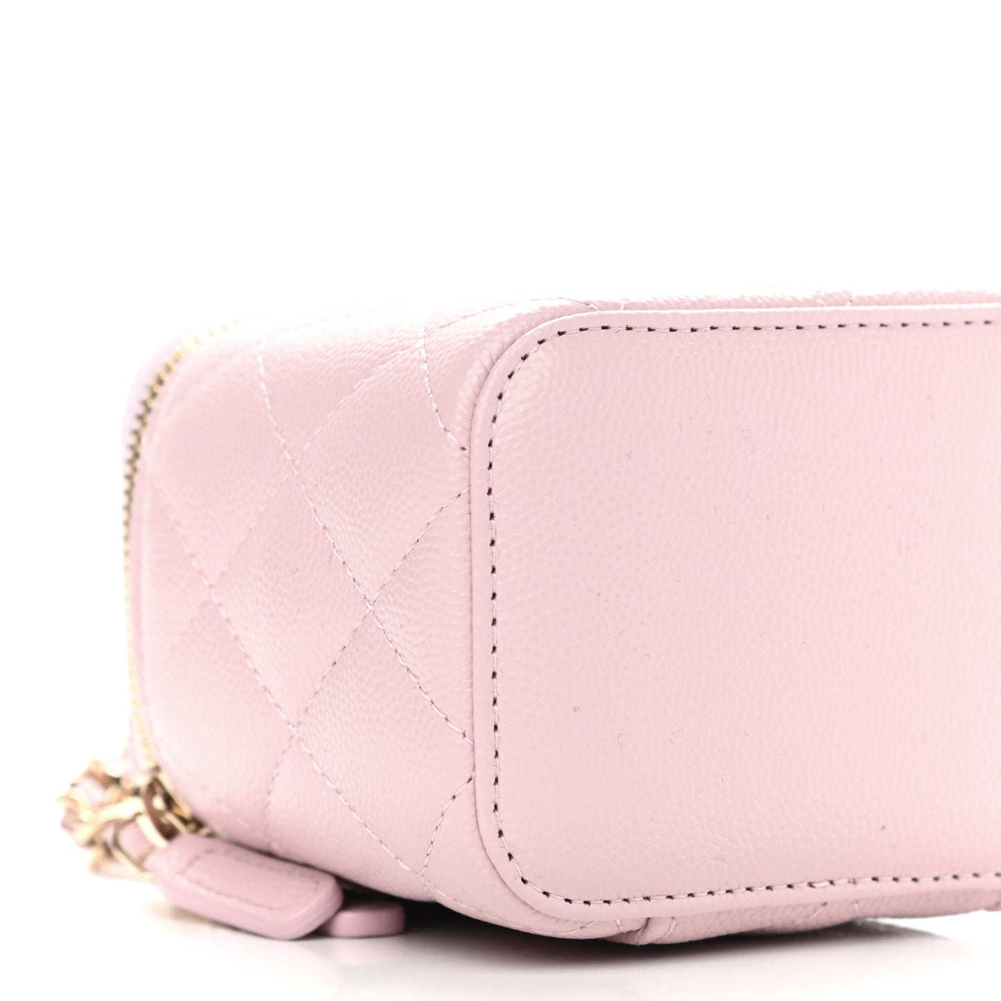 Caviar Quilted Mini Vanity Case With Chain Light Pink