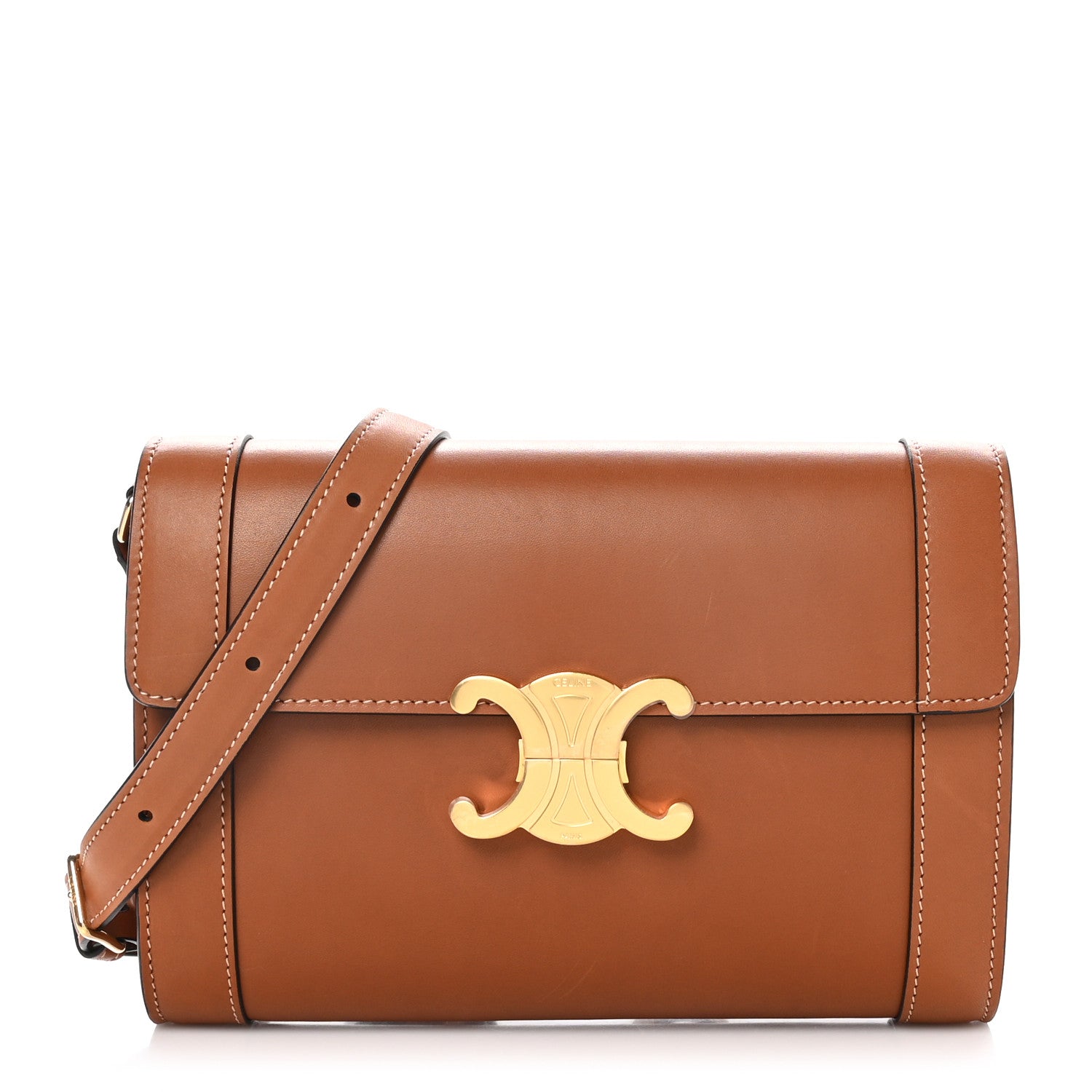Celine Natural Calfskin Triomphe Strap Bag Tan 1 of 11