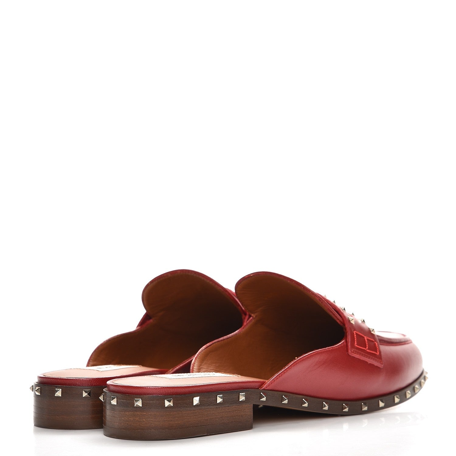 Valentino Garavani Lambskin Soul Rockstud Flat Mules 39 Red 4 of 8