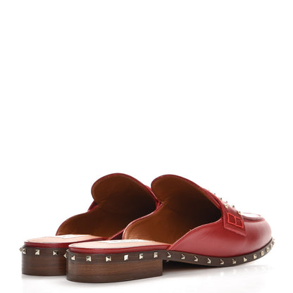 Valentino Garavani Lambskin Soul Rockstud Flat Mules 39 Red 4 of 8