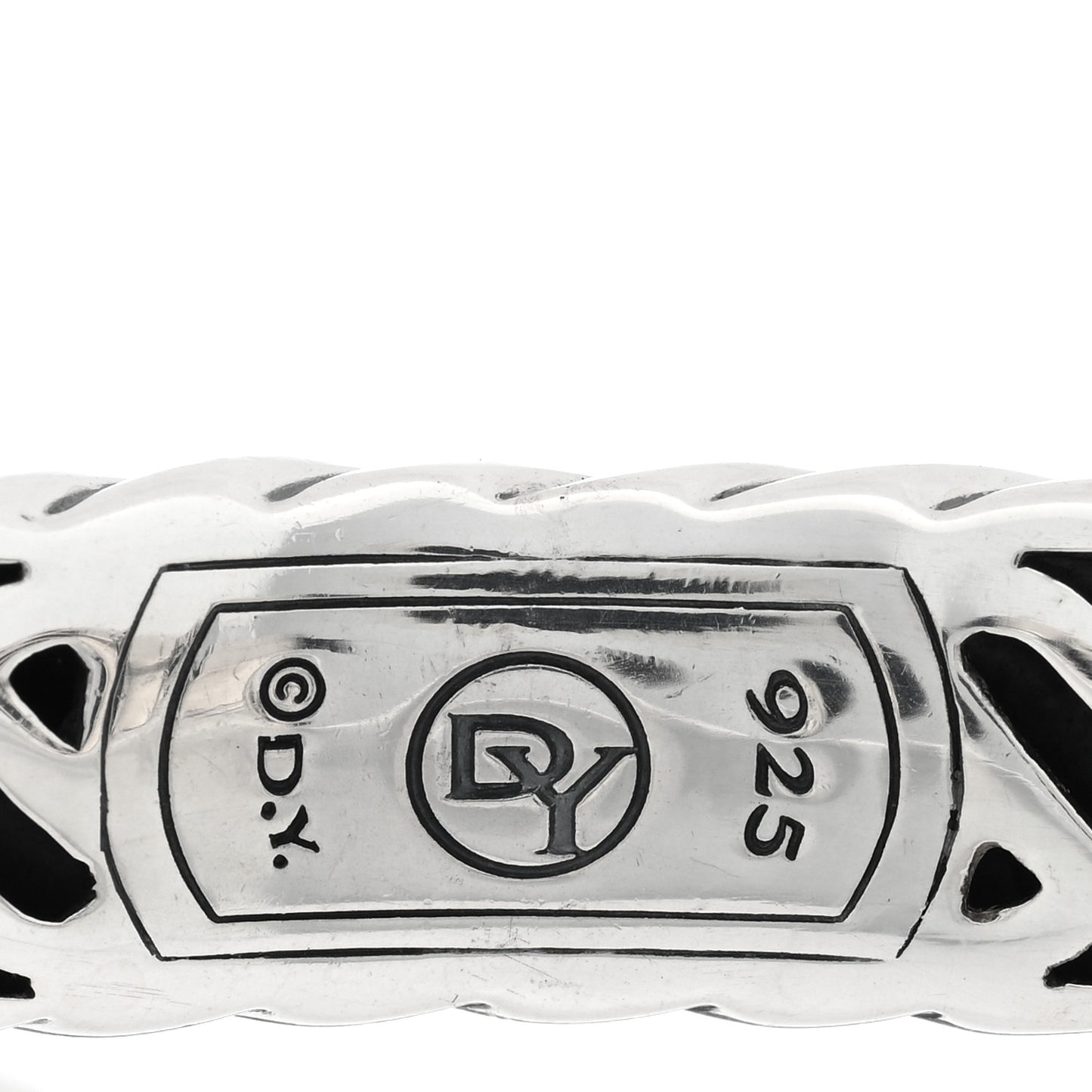 Sterling Silver Black Onyx 10mm Sculpted Cable Bracelet