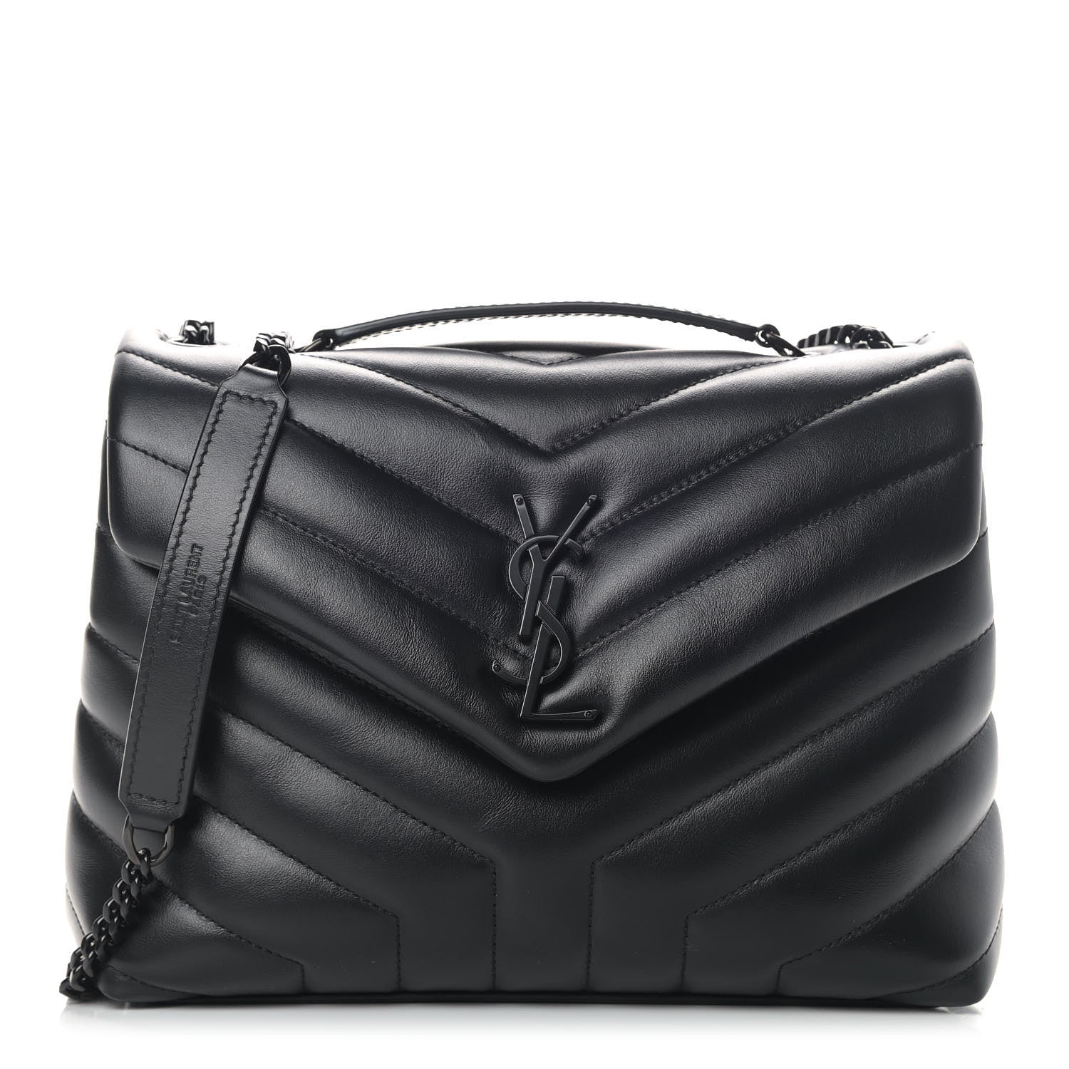 Saint Laurent Calfskin Y Quilted Monogram Small Loulou Chain Satchel Black 1 of 10