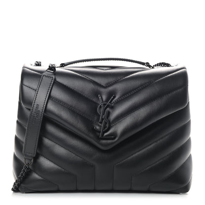 Saint Laurent Calfskin Y Quilted Monogram Small Loulou Chain Satchel Black 1 of 10