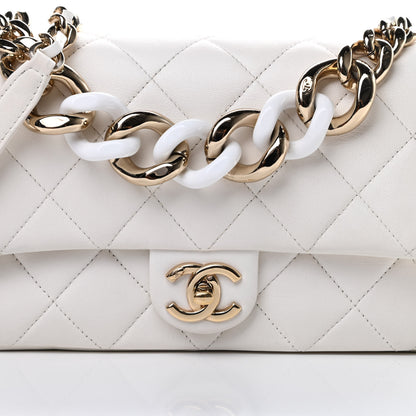 Chanel Lambskin Quilted Resin Bi-Color Chain Flap Bag White 8 of 13