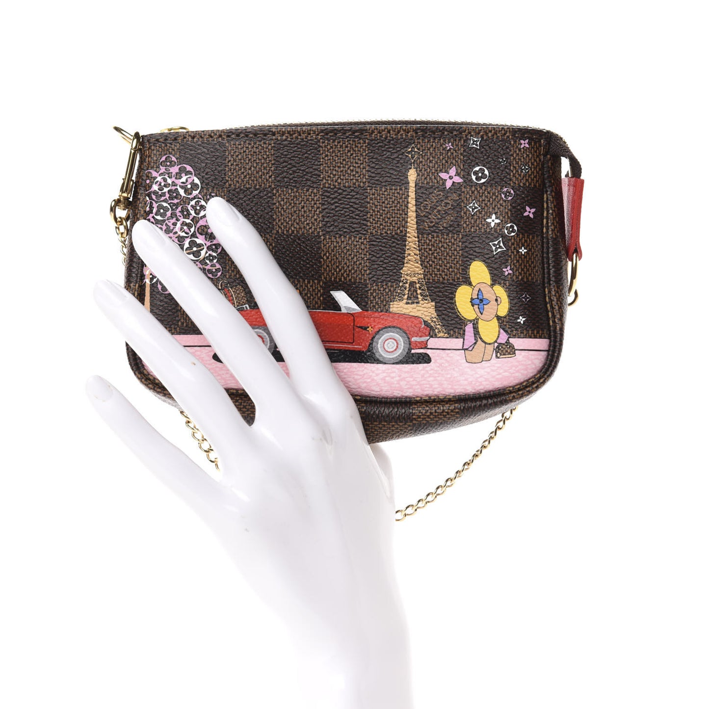 Damier Ebene 2019 Christmas Animation Mini Pochette Accessories Red