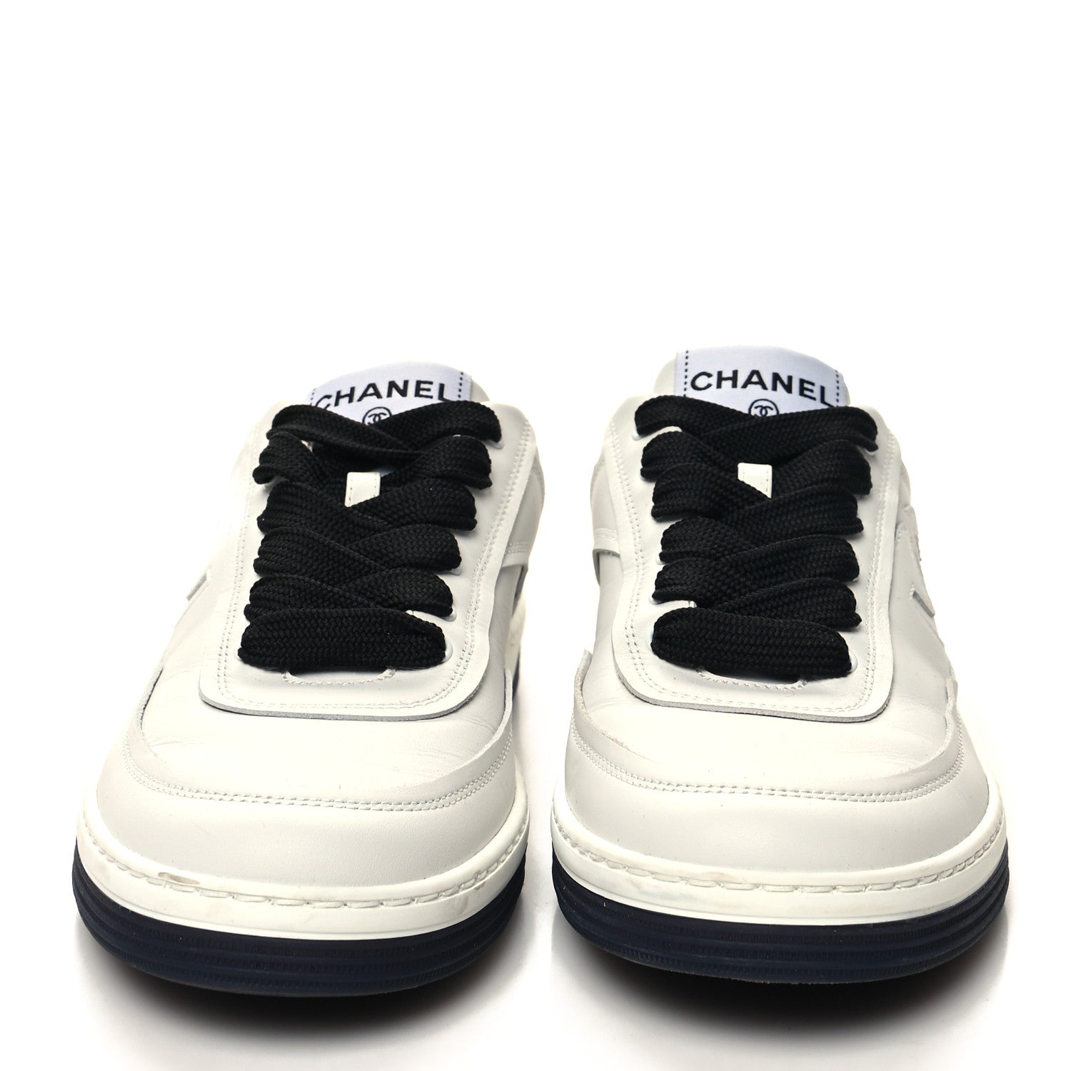 Chanel Calfskin CC Womens Sneakers 37.5 White Black 2 of 8