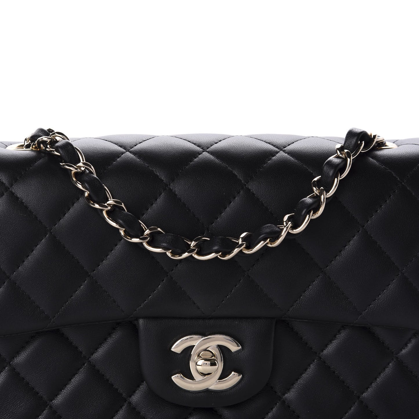 Lambskin Quilted Mini Rectangular Flap Black