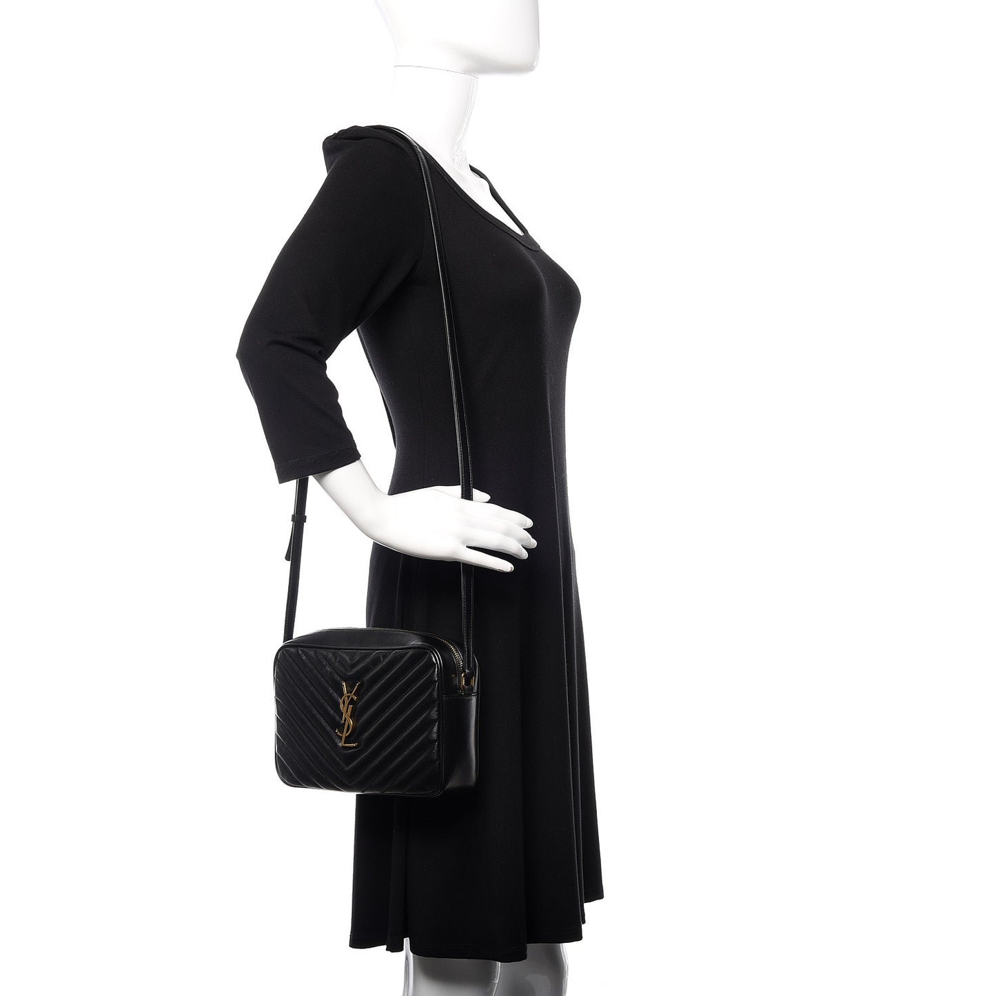 Calfskin Matelasse Monogram Lou Camera Bag Black