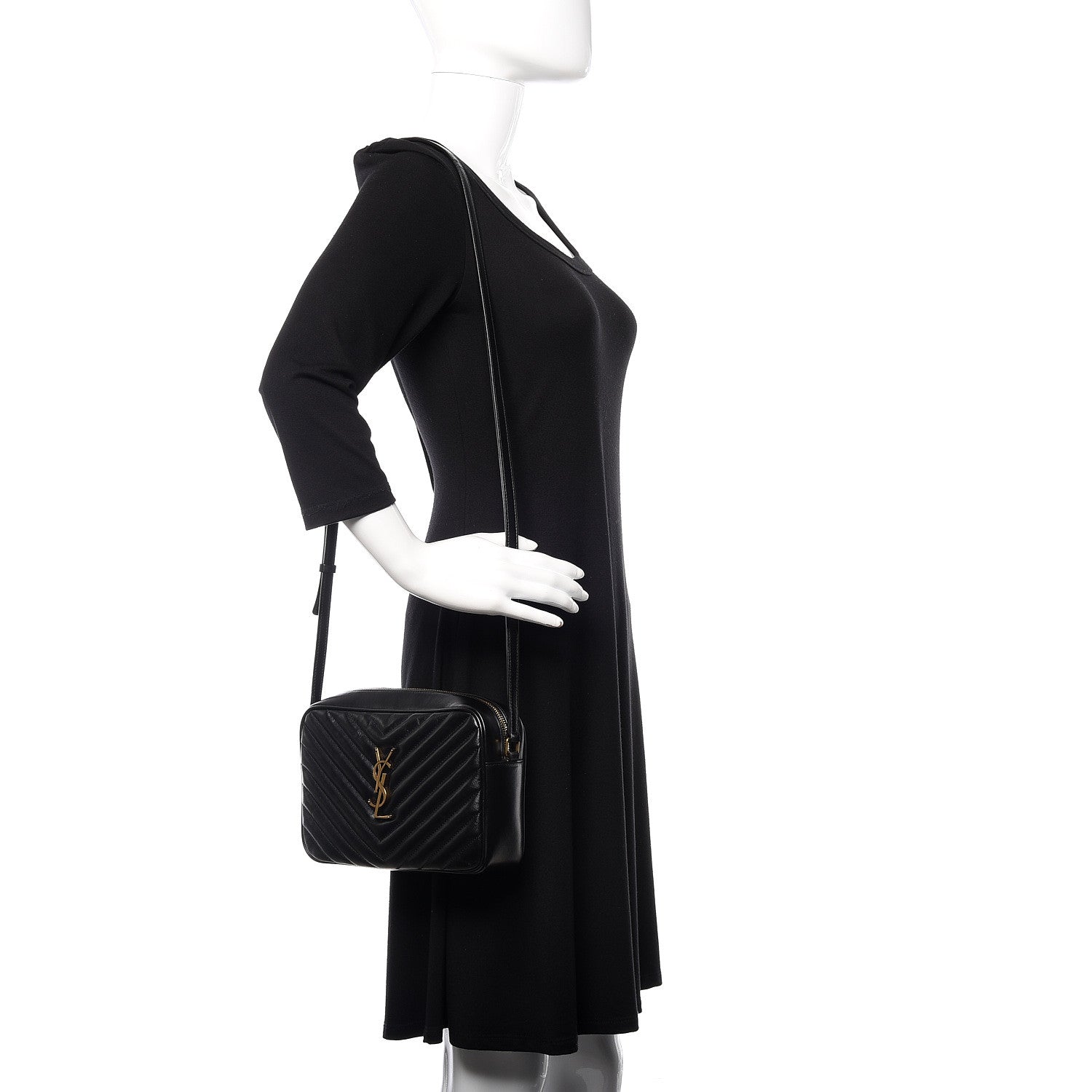 Saint Laurent Calfskin Matelasse Monogram Lou Camera Bag Black 2 of 10