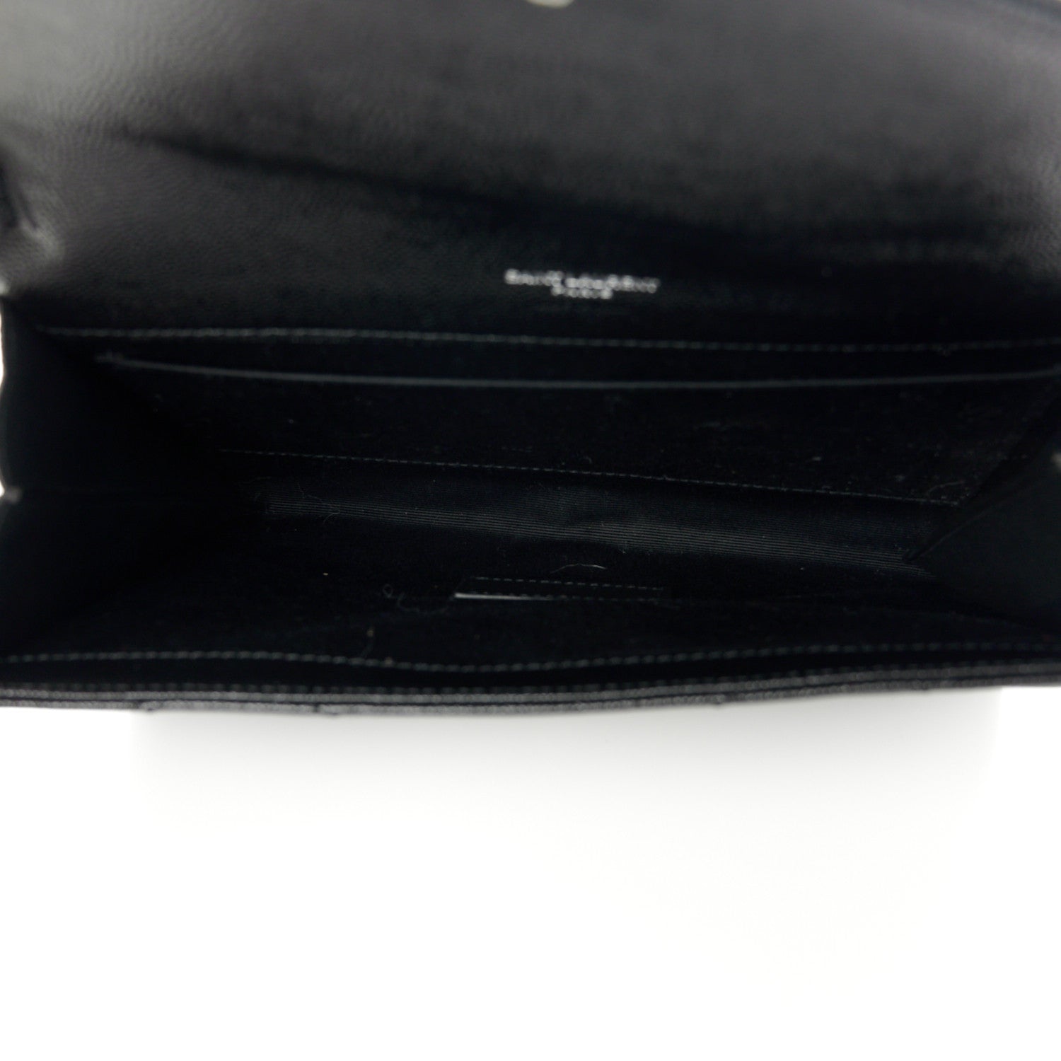 Saint Laurent Grain De Poudre Matelasse Chevron Monogram Envelope Clutch Black 5 of 10