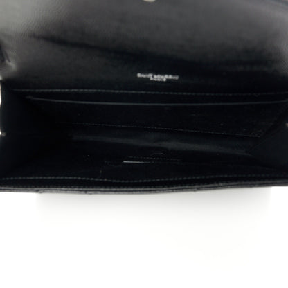 Saint Laurent Grain De Poudre Matelasse Chevron Monogram Envelope Clutch Black 5 of 10