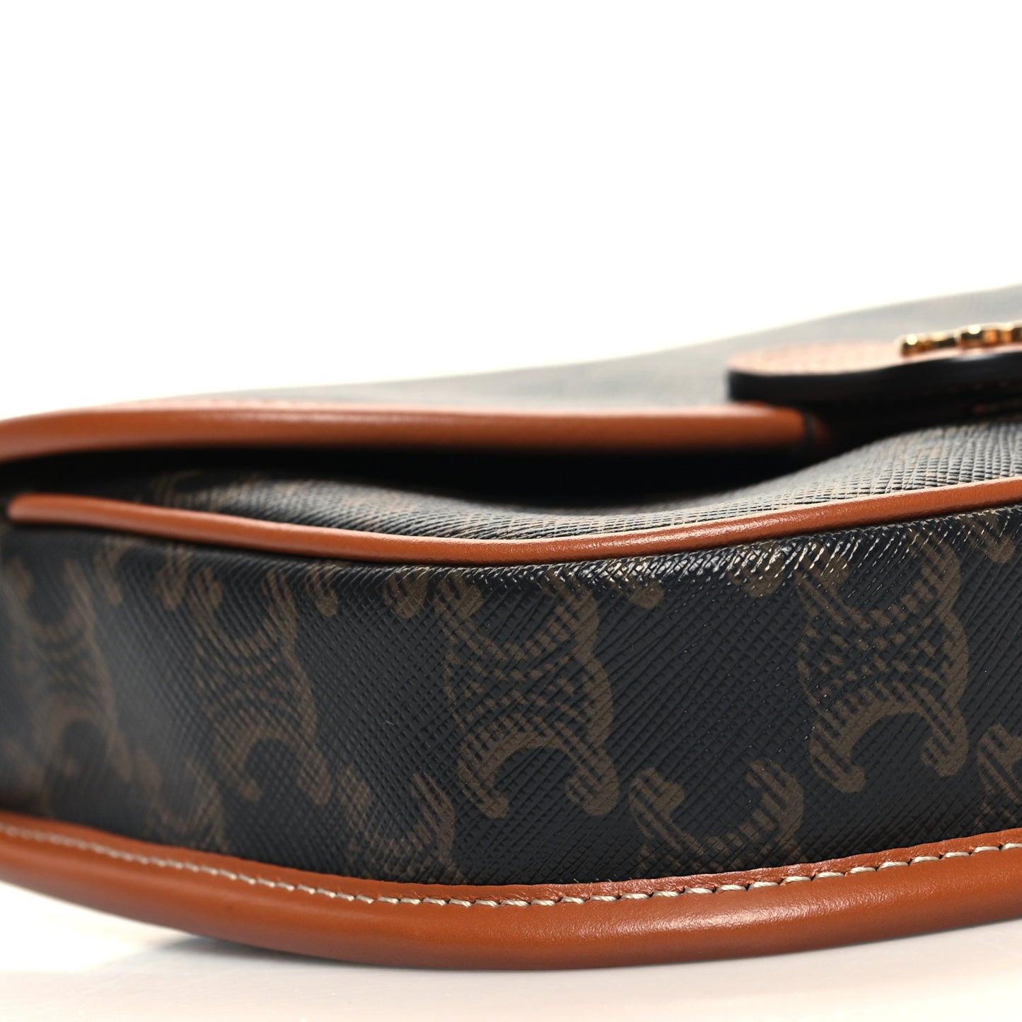 Canvas Calfskin Triomphe Mini Besace Tan
