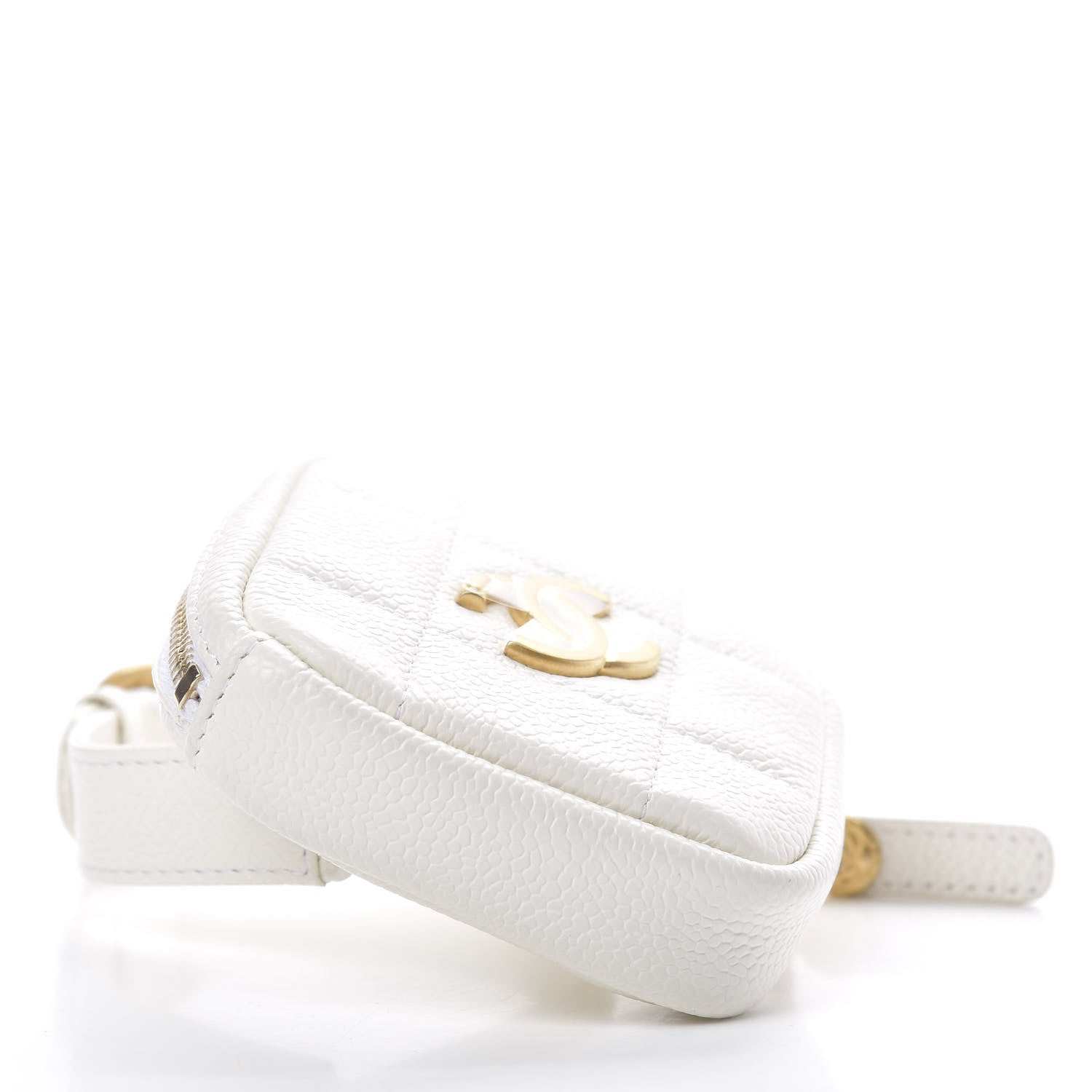 Chanel Caviar Quilted Diamond Arm Coin Purse White 4 of 8