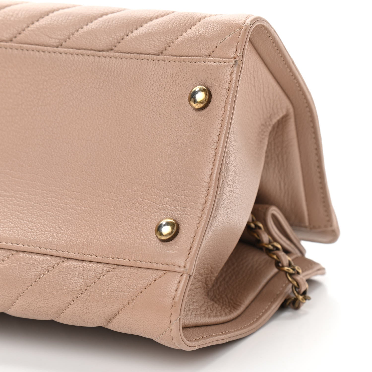 Chanel Shiny Goatskin Diagonal Quilted Shoulder Bag Beige 10 of 13