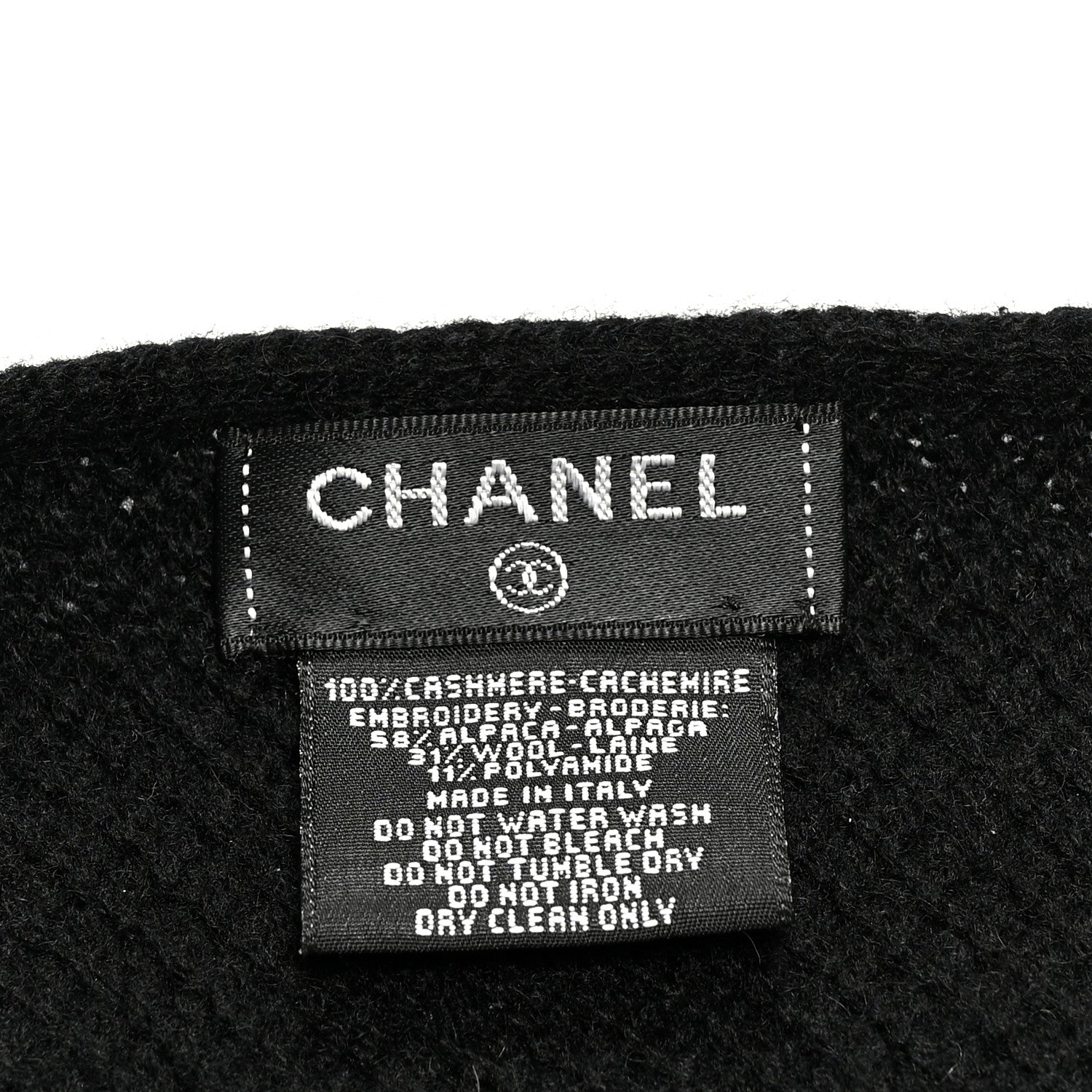 Chanel Cashmere Logo Stole Black White 3 of 4
