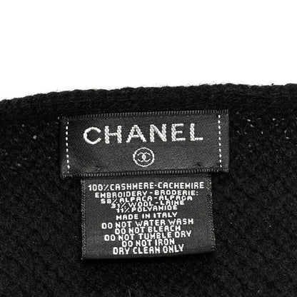 Chanel Cashmere Logo Stole Black White 3 of 4