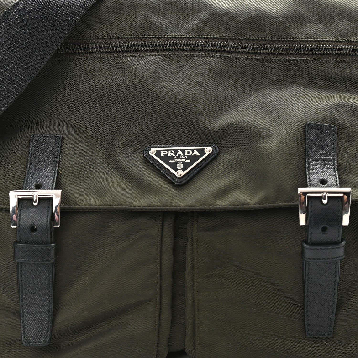 Prada Tessuto Nylon Saffiano Messenger Bag Mimetico 8 of 13