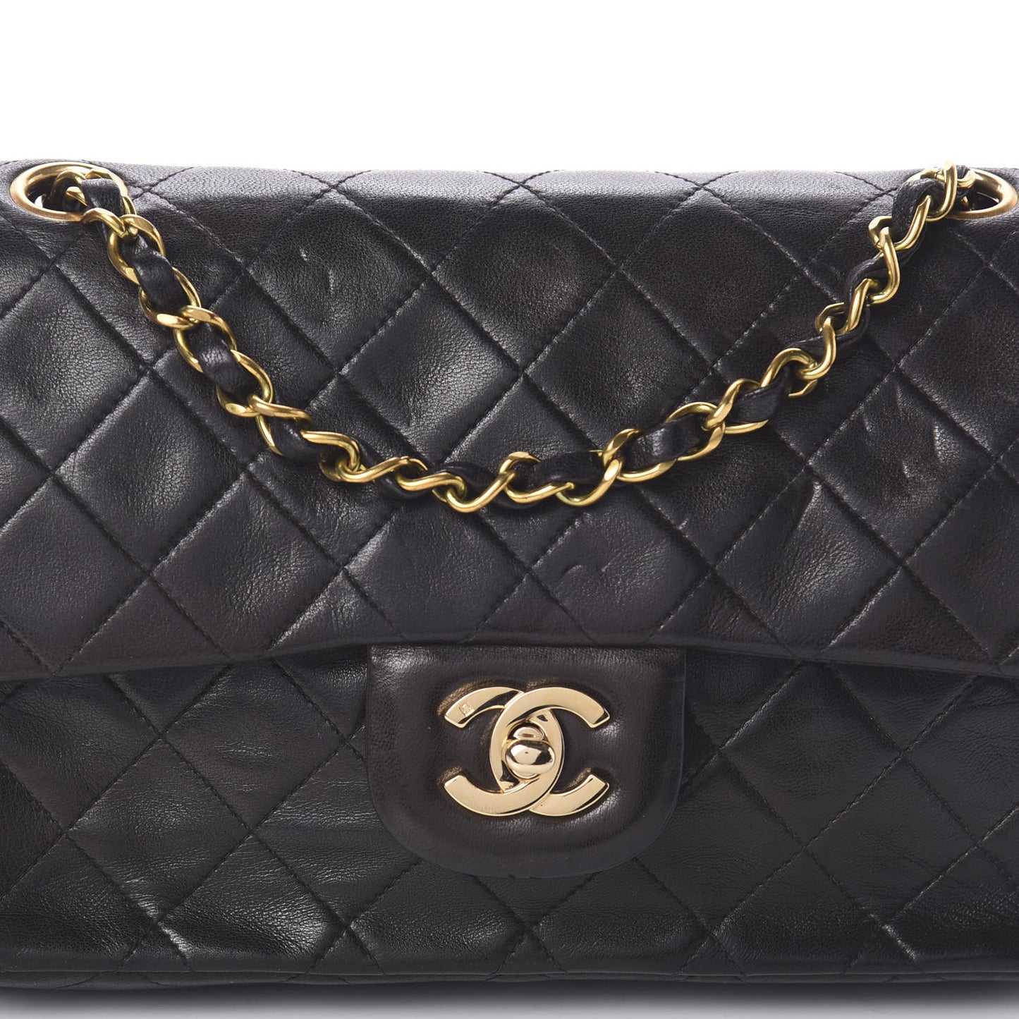 Lambskin Quilted Small Double Flap Black
