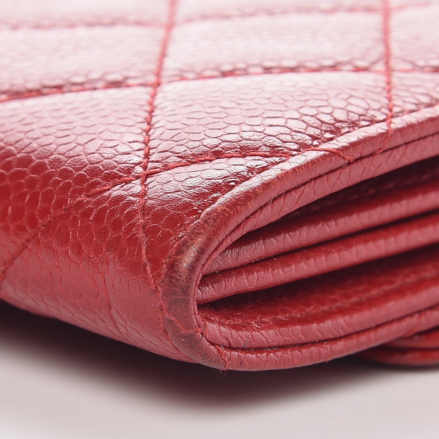 Chanel Caviar Quilted Large Gusset Flap Wallet Red 9 of 13