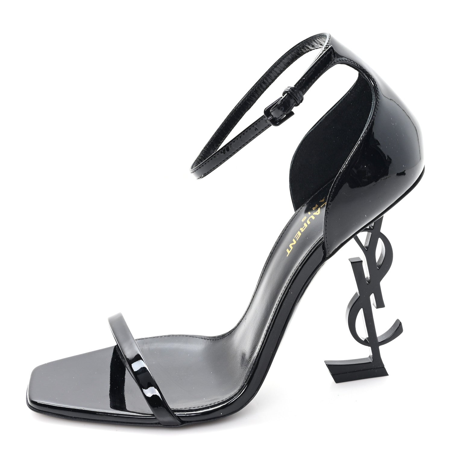Saint Laurent Patent Calfskin Opyum 110 Sandals 38.5 Black 1 of 10