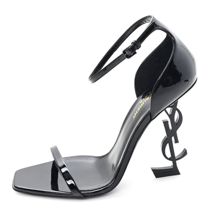 Saint Laurent Patent Calfskin Opyum 110 Sandals 38.5 Black 1 of 10