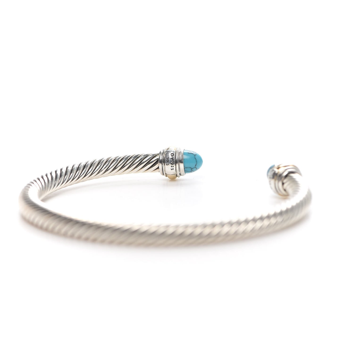 Sterling Silver 14K Yellow Gold Turquoise 5mm Cable Classics Bracelet